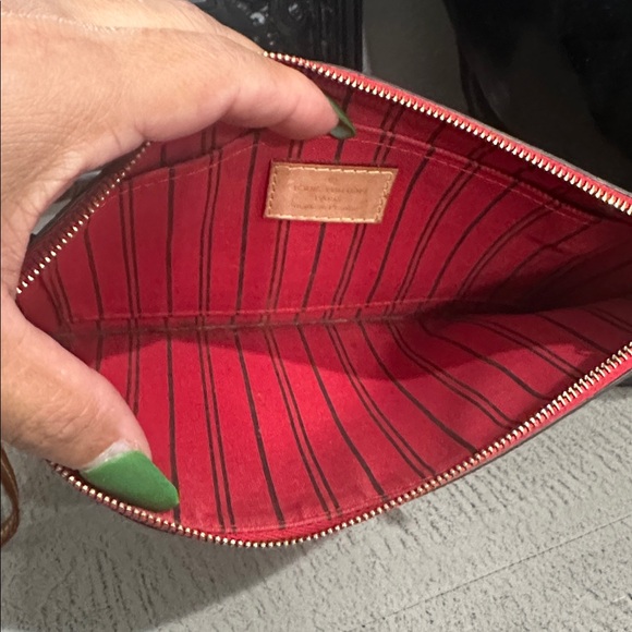 Louis Vuitton Brown Monogram Pouch with Red Accent - Picture 6 of 10